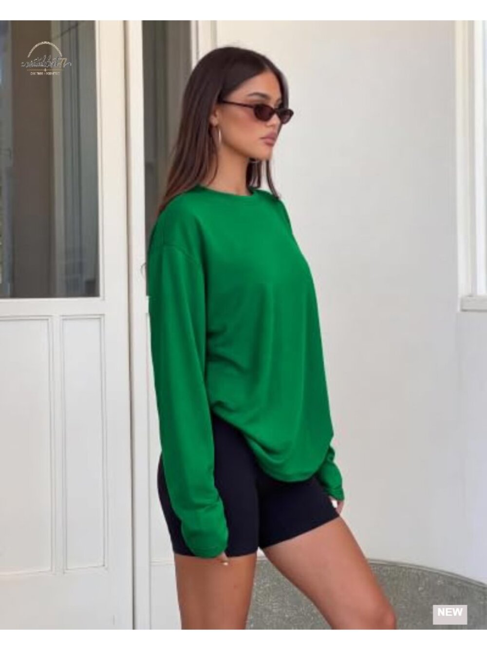 Oversized Long Sleeve Crew Neck T-Shirt Soft Stretchy Casual Workout Top - Picture 2 of 6